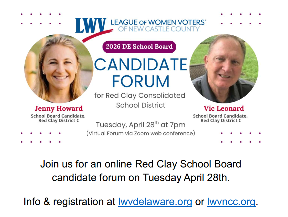 Invitation to a Red Clay School Board candidate virtual forum on April 28